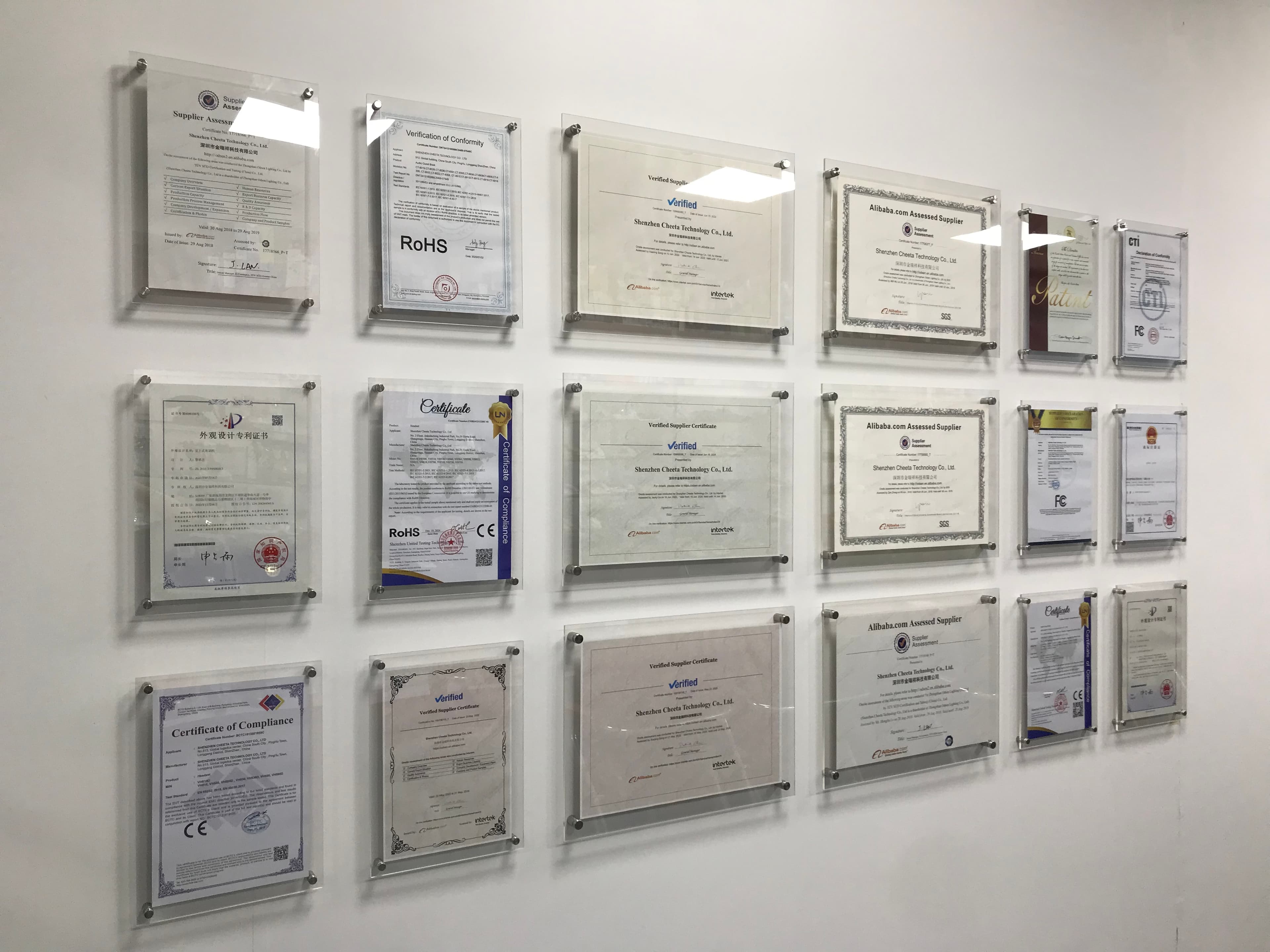 CHEETA supplier assessments, CE, RoHS and compliance certificates